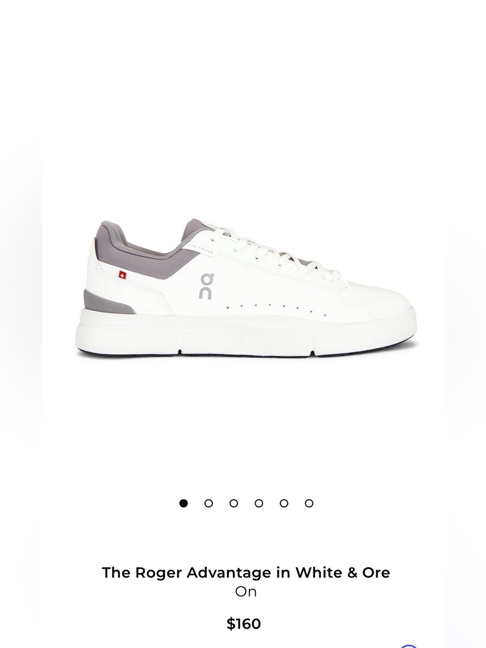 On Running Roger Advantage Sneaker in White & Grey